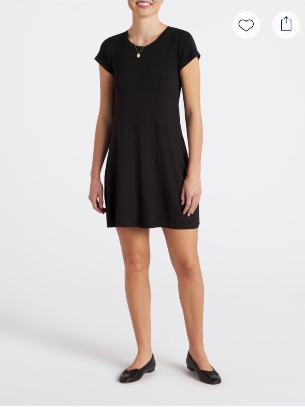 Market & Spruce Black Short-Sleeve Pocket Mini Dress